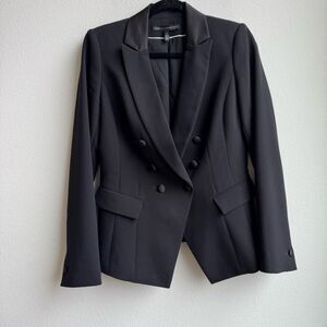 White House Black Market Tuxedo Double Breasted Black Blazer Jacket Women's 6